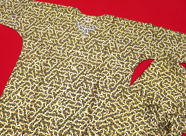 義若オリジナルの鯉口シャツ　ダボシャツ　金彩モダン麻の葉